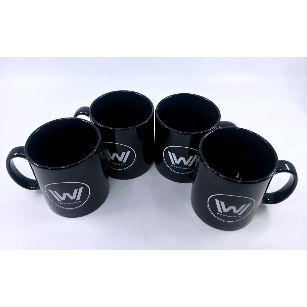 Westworld HBO Series Logo Black Ceramic Coffee Mug Set of 4 Collectible